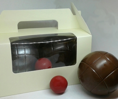 boules, pétanque, triplette, concours, été, vacances, fête des père, bonne fête papa, création, chocolat, artisan, chocolatier, jp paci, nice, cannes
